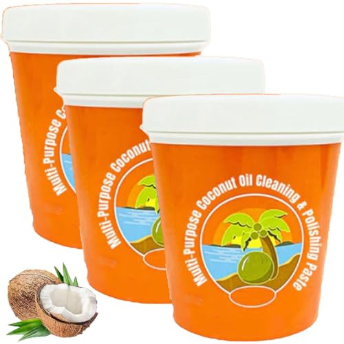 Multi-Purpose Coconut Oil Cleaning & Polishing Paste,Coconut Oil Powerful Cleaner,Cleaning Paste,Stainless Steel Cookware Cleaner, for Wood Furniture,Leather,Stainless Steel & Kitchen Surfaces (1)