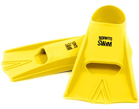 BornToSwim Erwachsene Schwimmflossen Kurze Trainingsflossen Aus Silikon, Neon Gelb, 44-46