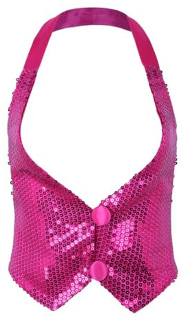 Freebily Gilet Paillettes Donna Rosso/Argento/Rosa/Oro/Nero Veste da Notte Costume da Danza Hip Hop Jazz Giacca Donna Estiva Elegante Rosa rosso Taglia unica