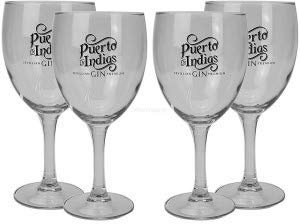 Puerto de Indias Glas - 4x Glas / 4er Set - Gläser von Puerto de Indias Gin mit der Aufschrift : Sevillian Gin Premium