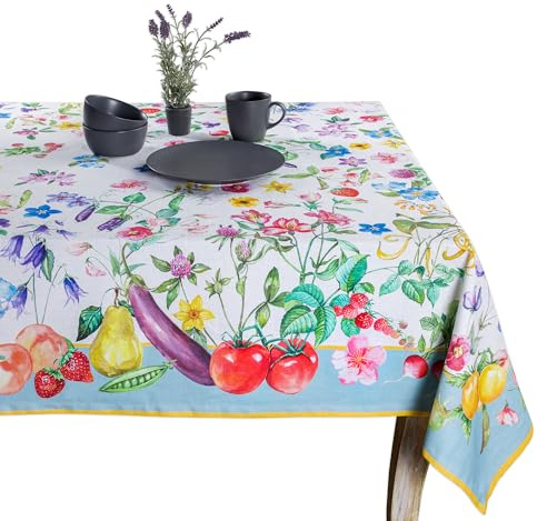 Maison d' Hermine Giverny Tischdecke aus 100 % Baumwolle, für Küche, Esszimmer, Dekoration, Partys, Hochzeiten, Frühjahr/Sommer (quadratisch, 137 x 137 cm)