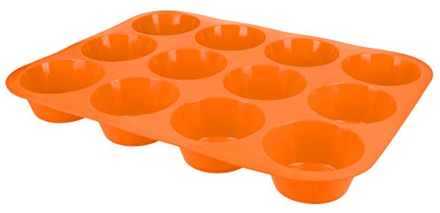 mumbi Muffinform aus Silikon Cupcake Muffin Backform Silikonform für 12 Muffins in Orange