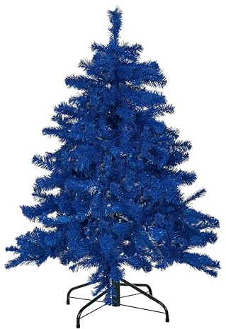 Árbol de Navidad Artificial Azul 120 cm Base de Metal decoración Tradicional festividad Vacaciones de Invierno Farnham