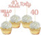 Gyufise 24Pcs Rose Gold Glitter 40th Birthday Cupcake Toppers Hello 40 Forty Cake Decorations 40 & Fabulous Cupcake Picks for 40th Birthday Cake Decorations Supplies
