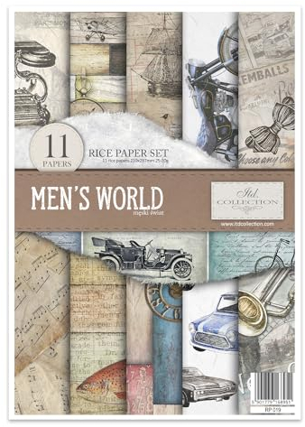 ITD Collection - Reispapier Kreativset A4 Decoupage Rice Paper Sheet 29,7 x 21 cm Serviettentechnik Mehrfarben (Men s World, RP019)
