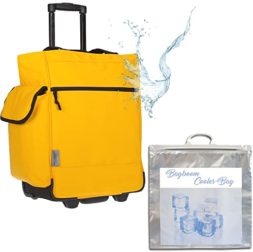 Einkaufstrolley Wheel Trolley Shopping Damentasche Einkaufsroller Korb Shopper + Thermo Tasche (12893 LKW-Plane Yellow)