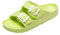 JOMIX Claquettes Femme, Tongs Femme été avec Deux Boucles Sandales Femme en EVA, Léger, Confortable et Antidérapant pour Douche Piscine Plage (A Vert, 36)