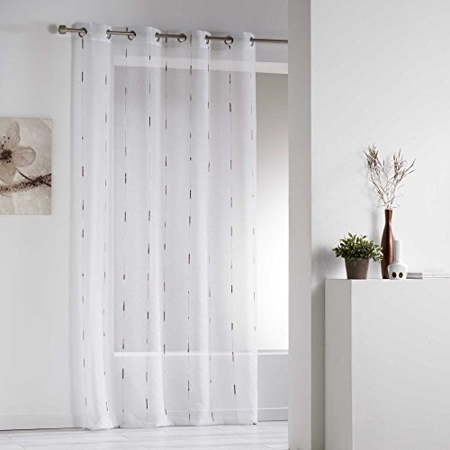 Douceur d'Intérieur, Voilage à Oeillets (140 x 280 cm) Chenilla Naturel, Voile Sablé Fils Chenille