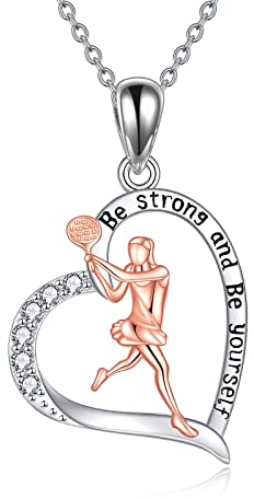 YAFEINI Sport Liebhaber Geschenke für Damen Mädchen 925 Sterling Silber Tennis Kette Anhänger Inspirierende Schmuck für Tennis Liebhaber (Tennis Halskette)