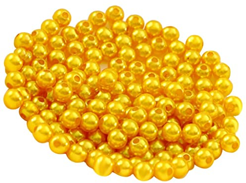 Fenteer 500 Stück Kunstperle 6mm Perlen Wachsperlen Dekoperlen Bastelperlen mit Loch Zwischenperlen für Schmuckherstellung - Gold