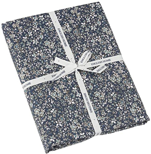 ENGLISH HOME Bettüberwurf aus Baumwolle, Atmungsaktiv, Gesteppt, Florale Tagesdecke, Leichte Überwürfe, Tagesdecke für Bett, Couch, Sofa, Fleur de Nuit, 200x220 cm, Marineblau