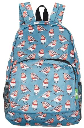 ECO CHIC Lightweight Foldable Backpack | Durable Water Resistant Rucksack | Daypack for Walking Hiking Camping Travelling | Made from Recycled Plastic Bottles (Robins Teal)