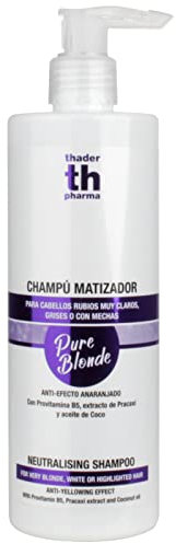 Thader Pharma Pure Blonde Champú matizador para cabellos rubios, grises o con mechas con Provitamina B5, 400 ml