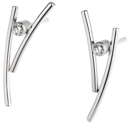 Ernstes Design Ohrringe Ohrhänger E614 mit Brillant 0.04 ct. Edelstahl Hänger