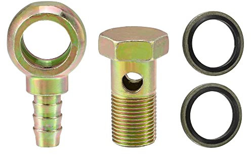 X AUTOHAUX 1 kit de boulons banjo M18 x 1,5 pour tuyau de banjo, raccords cannelés, adaptateur de raccord de ligne de frein avec rondelles en cuivre pour moto, voiture, ton bronze