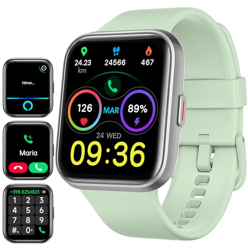 ENOMIR Smartwatch Donna con Chiamate, 1,8 Orologio Smartwatch Uomo con Fare Chiamate, Cardiofrequenzimetro, SpO2, Sonno, Contapassi, Alexa Integrata, Fitness Orologio Digitale con Android/iOS