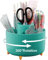 Lenfuos Schreibtisch Organizer, 360 Grad drehbarer Büro-Organizer Stifthalter, 5 Sortierfächer für Stifte, Hefter, Ordnerklammern, Haftnotizen, Platzsparendes Desk Organizer(Blau)