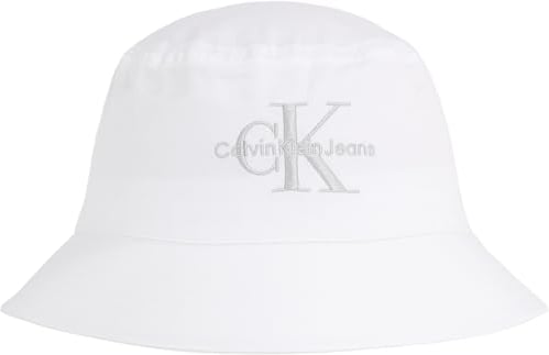 Calvin Klein Jeans Damen Fischerhut Monogram Bucket Hat, Weiß (White/Silver Logo), Einheitsgröße