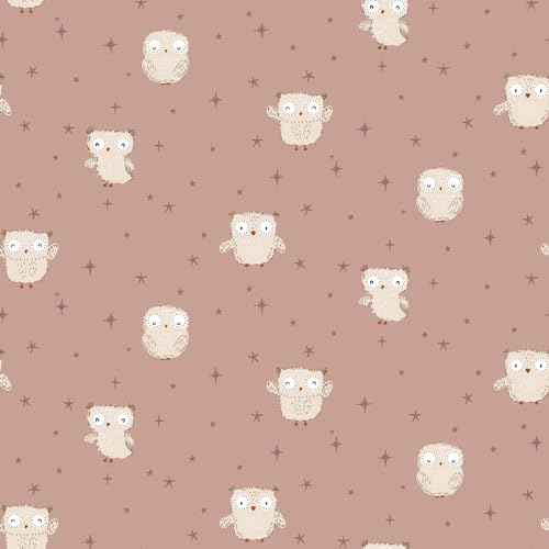 Stoff Meterware Kinderstoff Flanell Baumwolle - 1 Meter, Mädchen, Jungen, Kinder, Baby, Kleidung, Deko, Bettwäsche, Kissen, Schlafanzug, Pyjama, Deko (Kleine Eule)