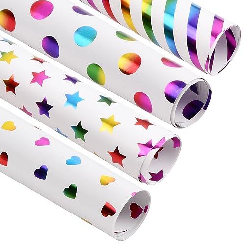 4 Feuilles de Papier Cadeau Coloré pour La Rentrée Scolaire, Anniversaire, Mariage, Noël, Fête des Enfants, Saint-Valentin, Fête des Mères (27in × 19in)