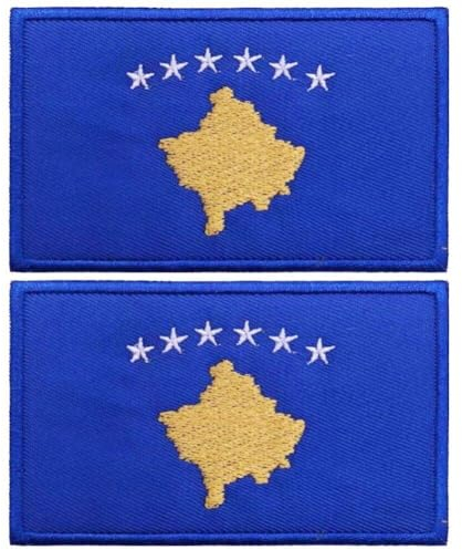 Fopytu 2 Pcs Kosovo -flaggenflecken Bestickte Taktische Moral Applique Bügeleisen Beim Nähen Auf Emblem -Patch Armband Stickerei