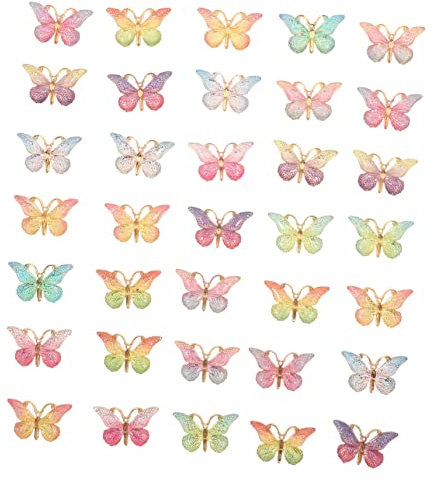 Operitacx 50 Stück Farbverlauf Schmetterling Schmuckverzierung Nagelzubehör Reize Ornament Handy-Zubehör Harz-Anhänger Telefonverzierung Handyhülle schmücken Material Charme Dekorationen