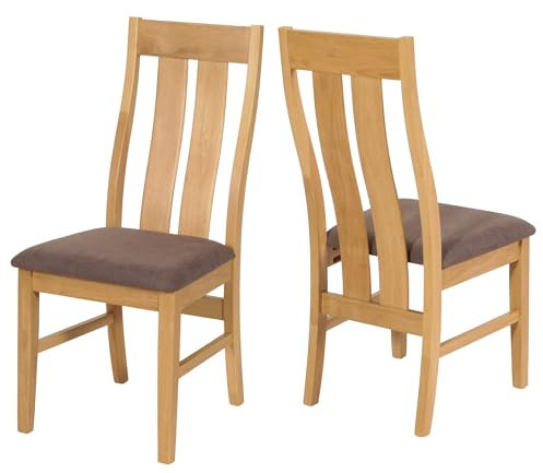 Mendler 2er-Set Esszimmerstuhl HWC-M58, Küchenstuhl Lehnstuhl Stuhl, Stoff/Textil Massiv-Holz - helles Gestell, Taupe