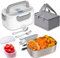 Nifogo Fiambrera Eléctrica 60W Calentador Comida Electrico 12V/24V&230V Fiambrera 1,5L Pefecto para Hogar,Camping y Oficina,con cubiertos y Gris Bolsa
