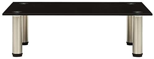KTHLBRH Table TV - 60 x 35 x 17 cm - Noir - En verre trempé - Meuble TV pour chambre à coucher - Pour salon, bureau, salon