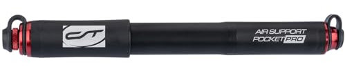 CONTEC Fahrrad-Minipumpe Air Support Pocket Pro Gauge, Aluminium, Für AV/SV Ventile, Bis 8,3 bar, Robust, Kompakt, Integriertes Manometer, Schwarz
