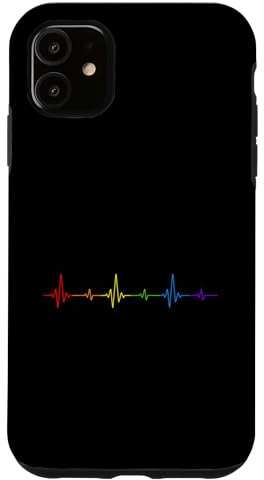 LGBTQ Heartbeat Pride Heart Pride Support Rainbow Gay Couple Case for iPhone 11