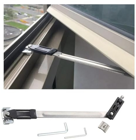 Limitador de ventana acero inoxidable I Bloqueo para ventana I restrictor ventana I anti apertura ventana I cerradura de seguridad para niños I Bloqueador de viento ventana I tope ventana sin taladro