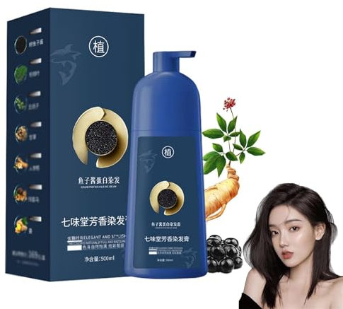 ZhiHuaShi Caviar Protein Hair Dye, Hair Dye Shampoo, Easy Hair Color, Cover Gray Hair, Shampoo Hair Dye For Women Men (Dark Brown)