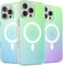 ORNARTO Compatible with iPhone 16 Pro Max for MagSafe Case,Shockproof Protective Rainbow Case,Wireless Charging Magnetic Phone Cases Cover 6.9inch-Aurora
