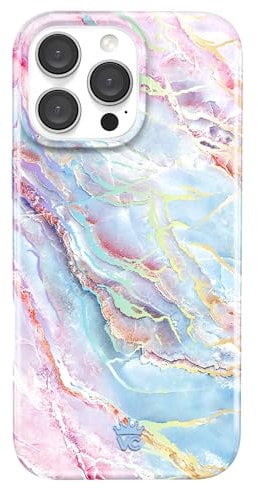 VELVET CAVIAR for iPhone 16 Pro Max Case Marble - Cute Protective Cover for Women - Compatible with MagSafe [10ft Drop Tested] - Holographic, Blue, Pink