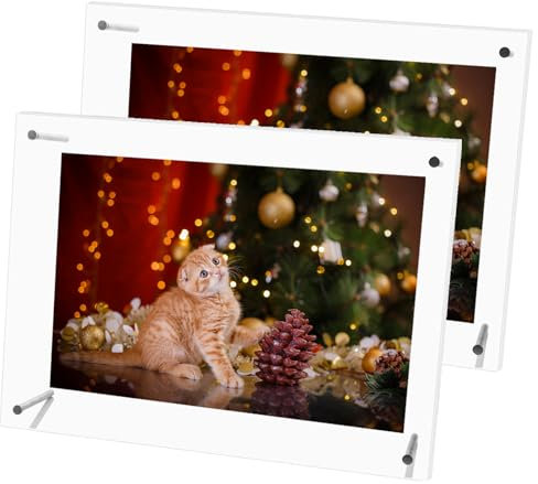 AKOLAFE 2 Stück Bilderrahmen A4 ohne Rahmen 335x225x12mm Acryl Doppelseitig Transparent Rahmenloser Bilderrahmen A4 für Schreibtisch, Zuhause, Büro