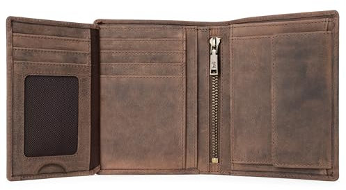 Berliner Bags Vintage Geldbörse Herren mit Münzfach Thomas, Leder Portemonnaie mit RFID-Schutz, Slim Wallet Geldbeutel für Männer Hochformat - Braun