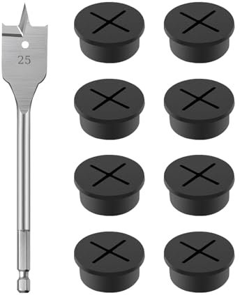 Ceeyoll 8 Pièces Passe-Câble En Silicone Flexible, Passe-Câbles 25mm, Oeillets De Trou De Câble Passe, Passe-Câble En Silicone De 25 mm, Pour Bureau, Table D'Ordinateur, Plans De Travail Noir
