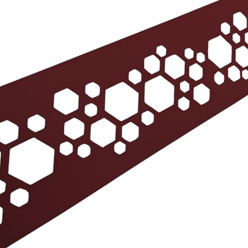 zaun|zu Premium dekor Hexagon | Sichtschutzstreifen mit Lasermuster für Doppelstabzaun | Sichtschutz | Polypropylen | Made in Germany | UV-Stabil | modernes Design | Höhe 19cm Bordeauxrot 2,55m