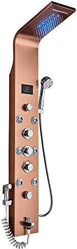 DRFGNF Robinet de Douche de Salle de Bain Noir/brossé, Panneau de Douche, Colonne, mitigeur de Baignoire avec douchette à Main, écran de température, Or A, Or Rose A