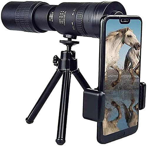 ZJHXPH Monokular-Teleskop mit Telefonhalter und Stativ 4K 10 300X40mm Super-Telezoom-Monokular-Teleskop Konzerte Fußballspiele Vogelbeobachtung