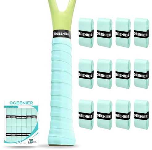 OGEENIER Tennis Racket Grip Tape, 12 Pack, Absorbent and Anti-Slip Overgrip