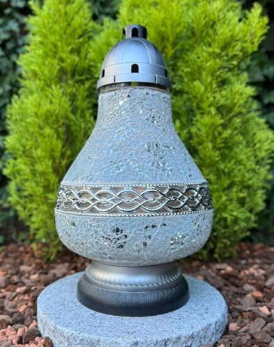 Grablampe Mosaik - Grablicht Grabkerze Kerze Grabschmuck Mosaik-Glas-Kerzenständer, Höhe 36 cm NEU inkl. Kerze ohne Sockel!
