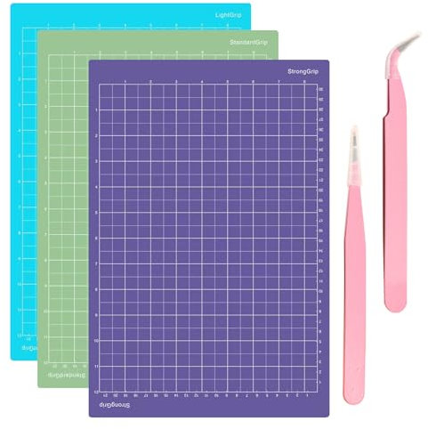 Schneidematte,3 Stück Extra Schneidematte,Silhouette Schneidematte 1 Schneidematte Silhouette Cameo 21.6 cm x 30.5 cm mit Pinzette Rutschfeste Schneidematte für Cricut Joy-Zubehör