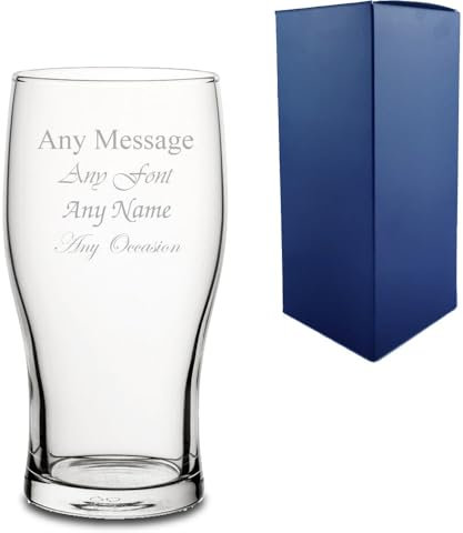 Personalised Engraved Tulip Pint Glass with Gift Box | Custom Beer Glasses, Birthday Gifts for Him, Best Man Present, Groomsmen Gifts, Beer Lovers