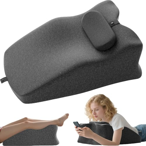 Cioquli Keilkissen für Bett und Sofa, Ergonomisches Rückenkissen mit Kopfkissen, Reflux Kissen mit Waschbarer Bezug, Memory-Schaum Lesekissen zum Aufrichten im Bett, Schlafen, Lesen, Beinhochlagerung