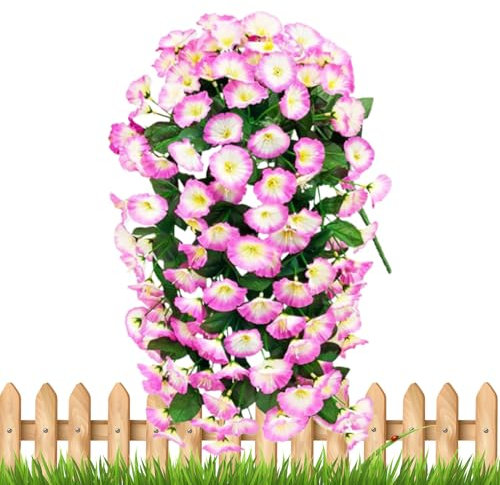 Pxcewdcx Artificial Morning Glory Flowers, Fake Morning Glory, Realistic Plants for Patio Door Front Wall Gazebo Balconies Courtyard Porch Spring Fall