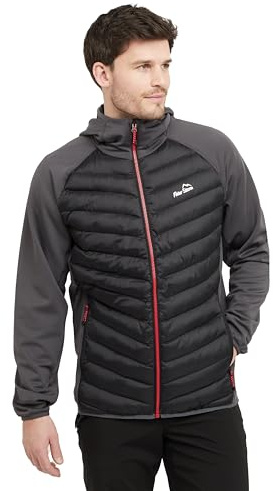 Peter Storm Men's Active Hybrid Jacket with Hood and Zipped Pockets, Water Repellent, Insulated & Lightweight Athletic Coat, Ideal for Walking, Hiking, Running & Outdoor Recreation