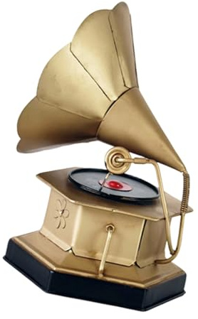 PENCHEAK Decori Grammofono in Metallo Classico Replicas Antichi Modello Fonografo Vintage per Tavolino da caffè Regali Regali Decori Grammofono Antico Tradizionale per Collezionisti