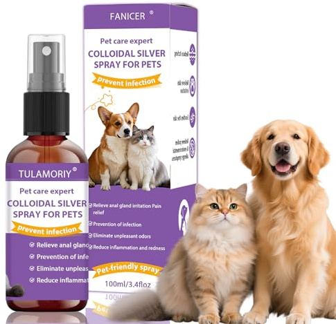 TULAMORIY 100ml Kolloidales Silberspray für Hunde,silberspray,Hautpflegespray Für Haustiere (Hunde, Katzen, Pferd),Juckreizspray,lindert effektiv Juckreiz und trockener Haut,kolloidales Silber Hund